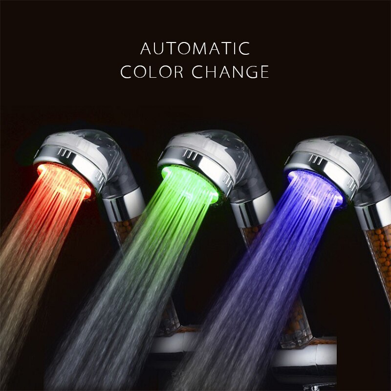 Lumière LED pomme de douche contrôle de température buse de douche couleur luminothérapie Anion bain pomme de douche LED veilleuses buses de bain