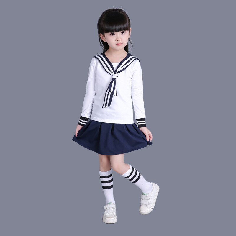 Autumn 100% Cotton kindergarten Boys School Class Sailor School Uniforms Children's Japanese Girls Navy Sailor Uniforms