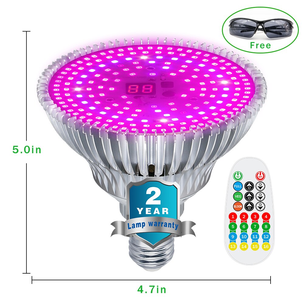 100W Volledige Spectrum Plant Groeien Led-lampen Afstandsbediening Dimbare Phytolamp met Timer E26/E27 Kas Tent lenzenvloeistof Gratis