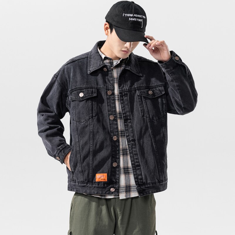 Plus Size M-5XL Classic Men's Denim Jacket Autumn Simple Jacket Stretch Locomotive Hip Hop Casual Jacket Trend Denim Jacket