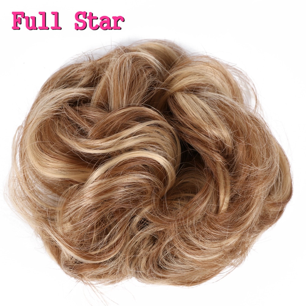 Full Star Synthetic Wrap Curly Messy Hair Bun Chignon Synthetic Hair Donuts Hairpiece For Women Curly Elastic Updo Scrunchy