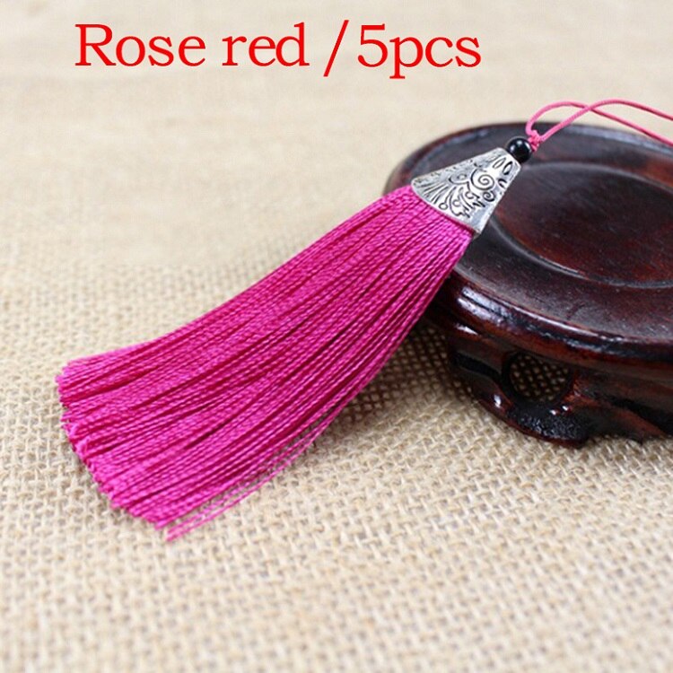 5Stck Gemischte Farbe 8cm Hängenden Seil Seide Quasten Randbereich NäHenne Knall Quaste trimmen Schlüssel Quasten Für Diy Verschönern vorhang Zubehör: 8