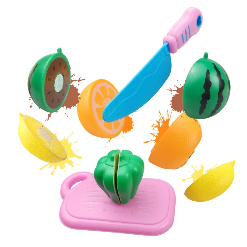 53pcs/lot Children Pretend Role Play House Toy Cutting Fruit Plastic Vegetables Food Kitchen Baby Classic Kids Educational Toys