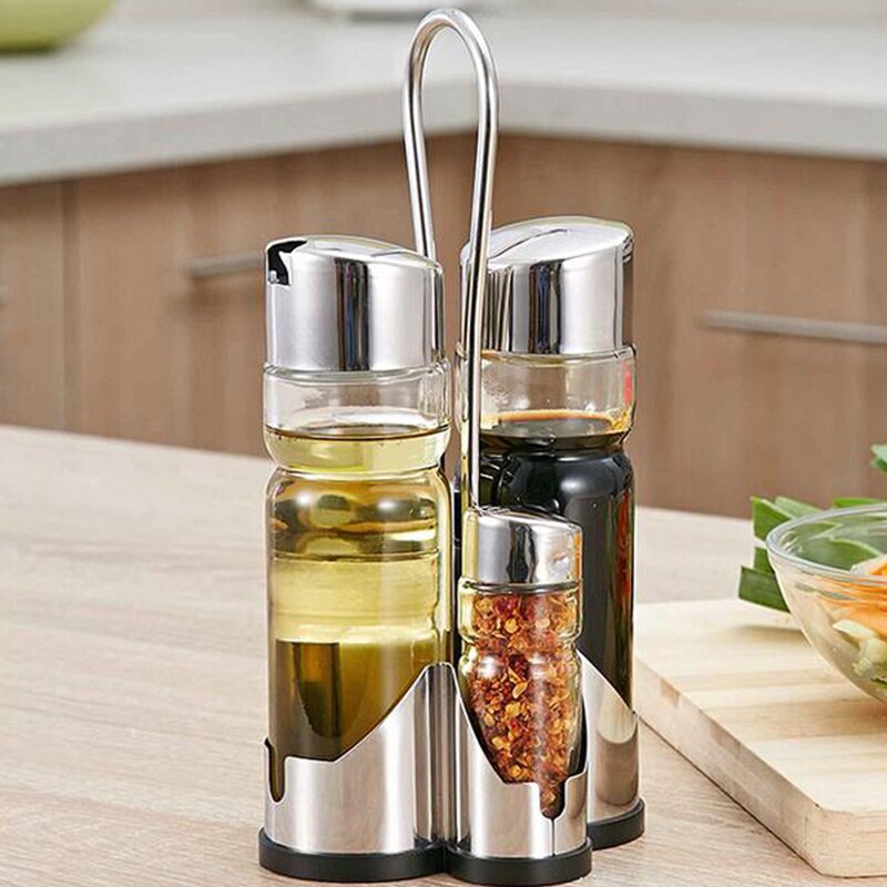 Stainless Steel Spice Jar Set Cooking Top Seal Gadget Oil Pourer Bottle Storage Salt Porta Condimentos Kitchen Gadgets OC50TL