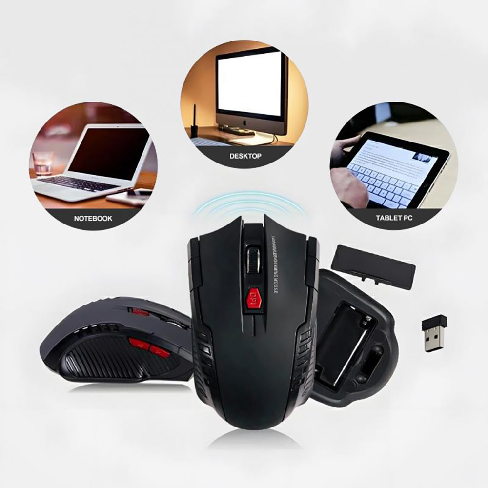 Mysz bezprzewodowa 2.4G Odbiornik USB 6 przycisków Profesjonalne myszy optyczne bezprzewodowe Mysz USB z prawym przewijaniem do laptopa PC Gamer