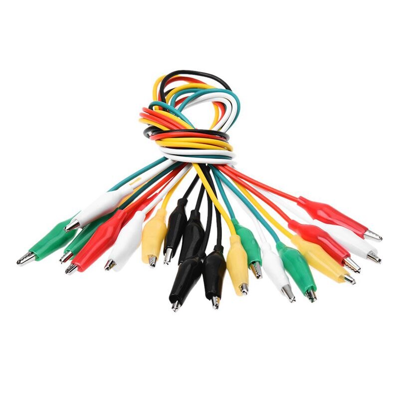 10Pcs 5-Colors Double Ended Alligator Clips Test Lead Jumper Wire 50cm