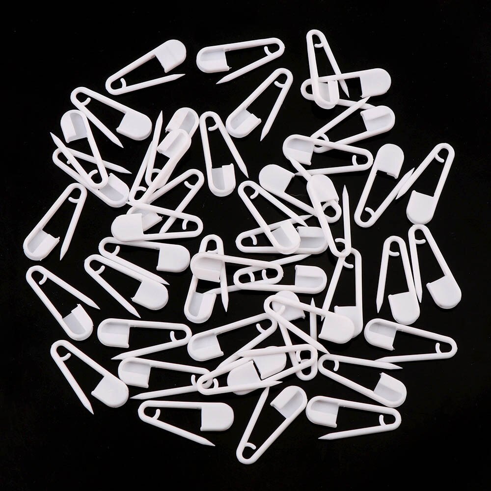 100 stks/set Veiligheid Plastic Tag Pin Zwart Wit Effen Kleur Fastener Clips Breien Stitch Marker Tag DIY Label Kaart Hangtag pins: white