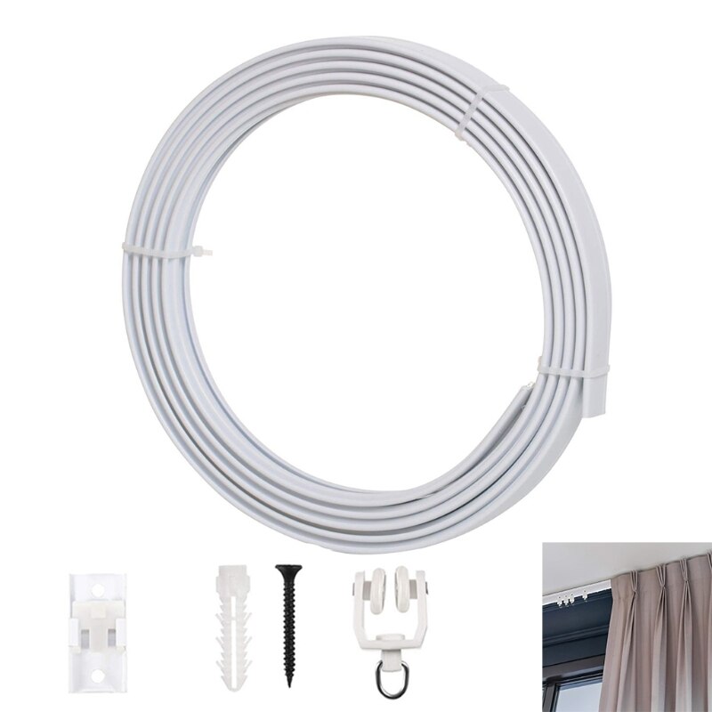 Ganchos de fijación montados en techo, riel de guía de cortina de plástico Flexible, Sh Y4QC