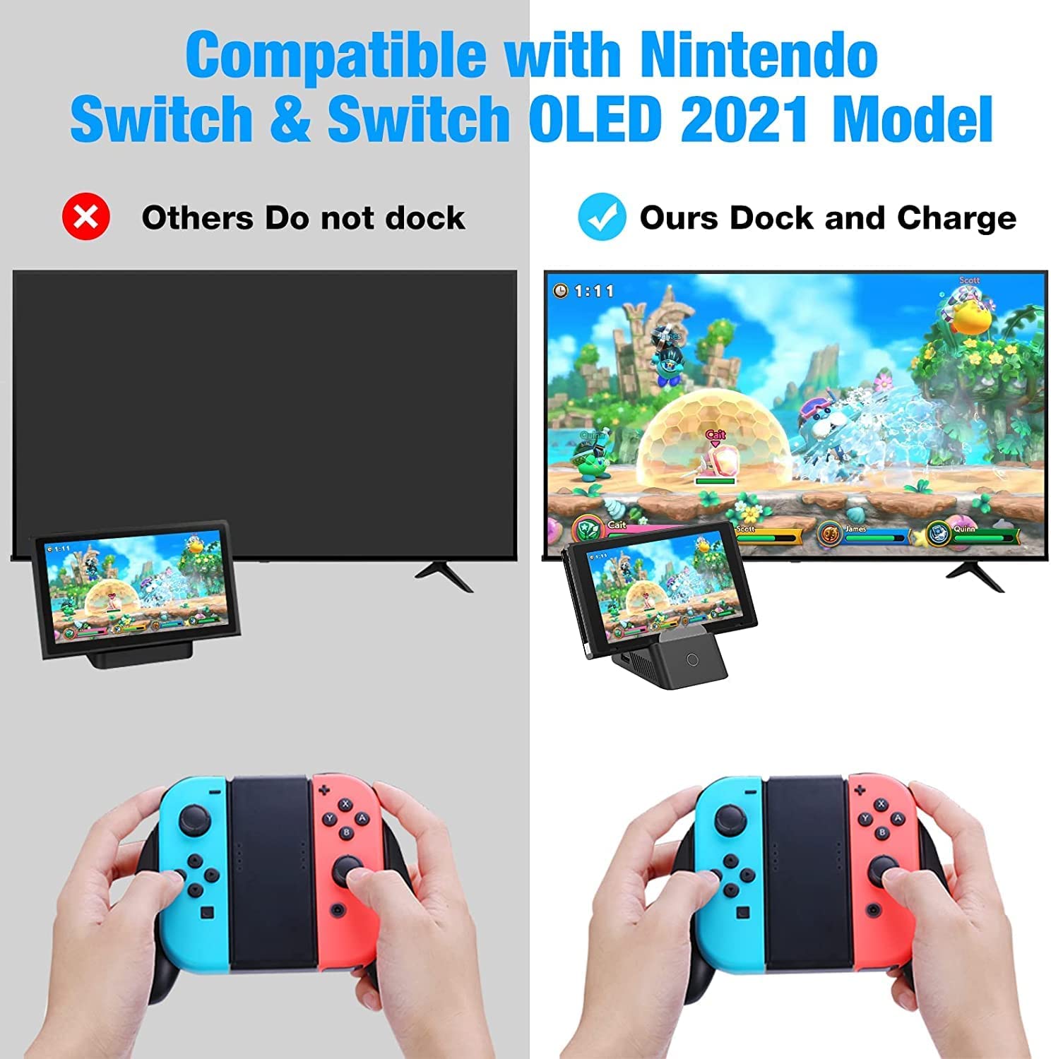 HEYSTOP Switch Docking Station for Nintendo Switch / Switch OLED Charger, Switch Dock Portable Charging Station for Nintendo