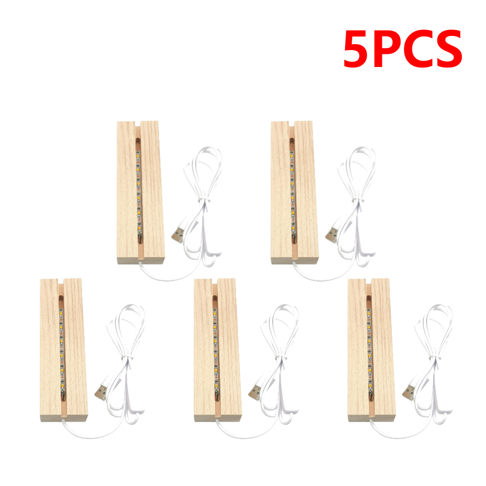 Pantalla de luz LED de madera, Base iluminada de cristal, Base de placa de luz acrílica, Base de madera USB para luces artísticas de resina: Castaño