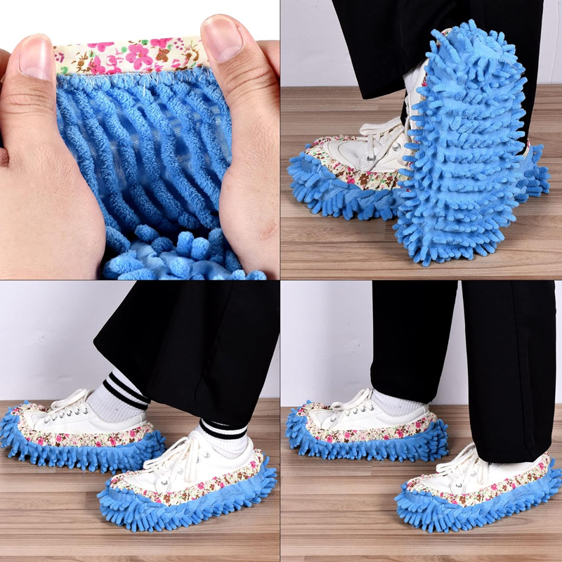 Chinelos de limpeza de poeira de chão sapatos pano de limpeza preguiçoso sapato capa mop chinelos microfibra chenille sapato cobre