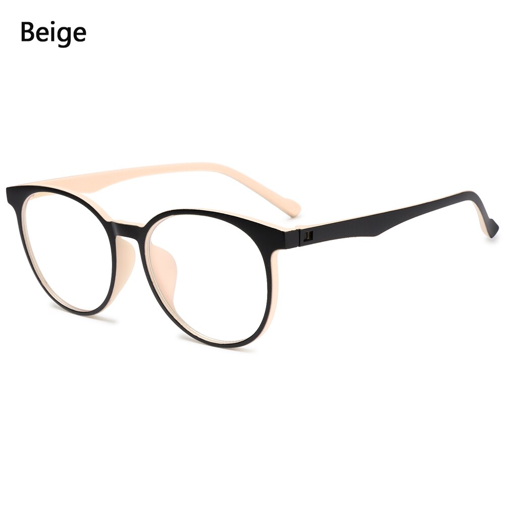 1 PC oeil bleu lumière bloquant lunettes ultraléger cadre rond optique lunettes cadres bloquant jeu plat miroir lunettes: 2- beige