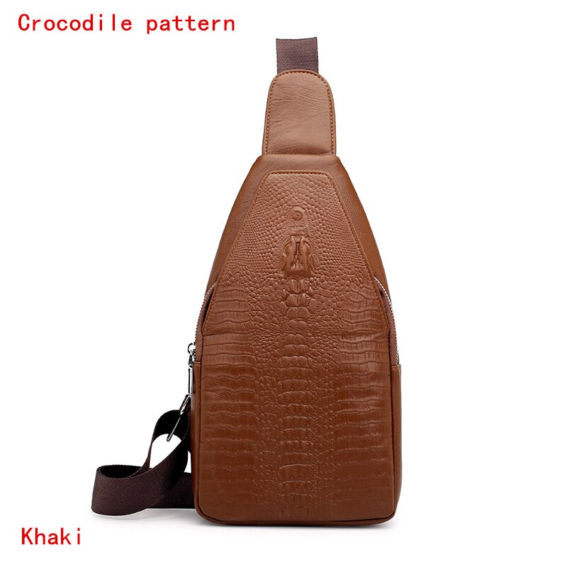 Heren crossbody tassen heren borsttas messenger bag leren schoudertassen diagonaal pakket rugzak reizen: Krokodillenpatroon 3