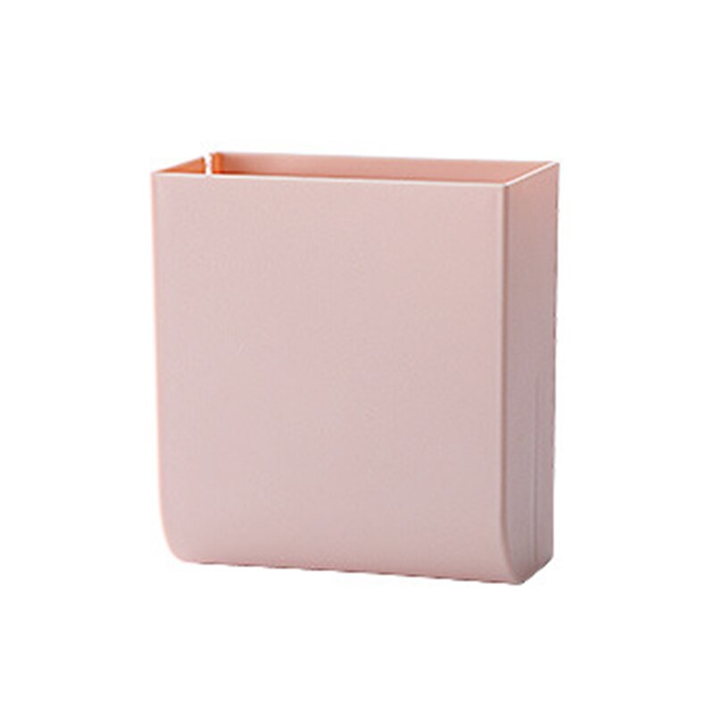 Wall Mounted Storage Organizer Storage Box Remote Control Case About Air Conditioner TV Mobile Phone Plug Holder Stand Rack: Pink