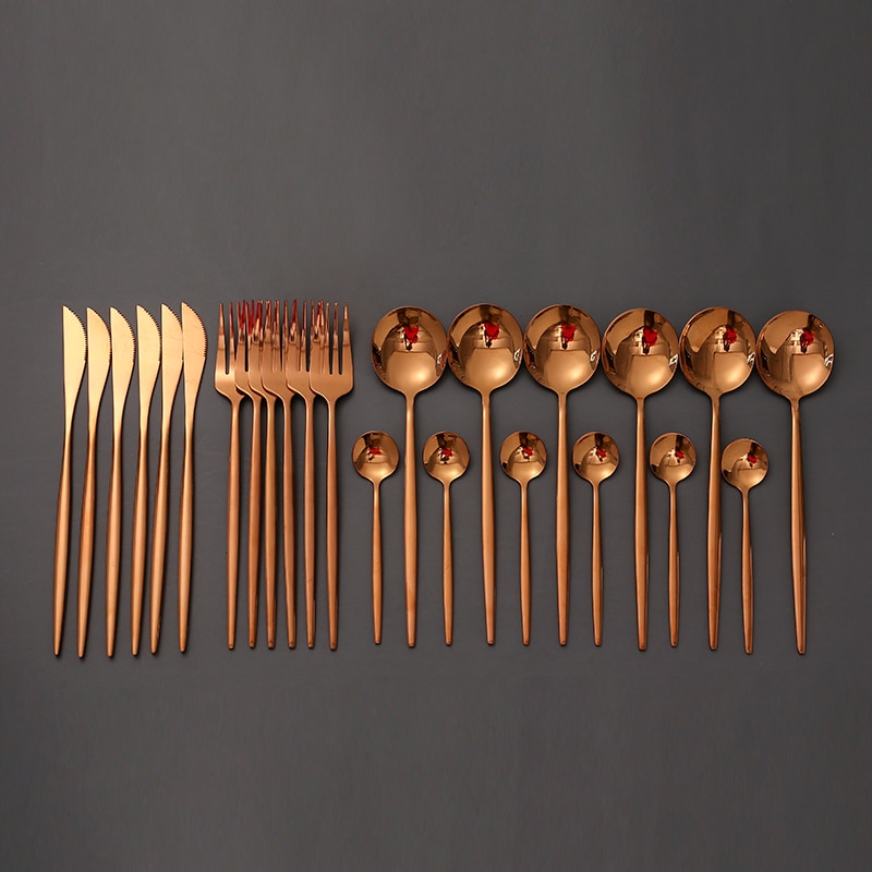 Servise servise rose måke bestikk sett rustfritt stål bestikk til bryllup 24 pc gaffel skjeer kniv sett servise sett