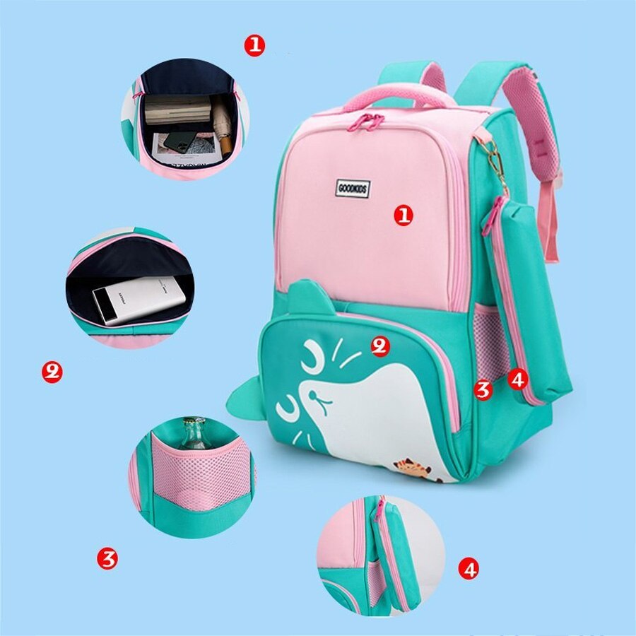 Mooie Kat Oren Student Kinderen Schooltassen Meisjes Jongens Kids Primaire Mochila Escolar Cartable Enfant Grade 1-3-5