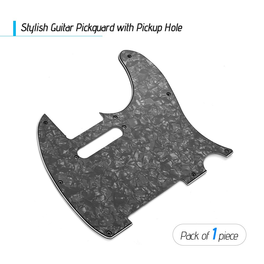 3Ply Guitar Pickguard with Single Coil Pickup Hole for Telecaster Style Electric Guitar Pick Guard of Guitar Parts &amp; Accessories: Black Pearl