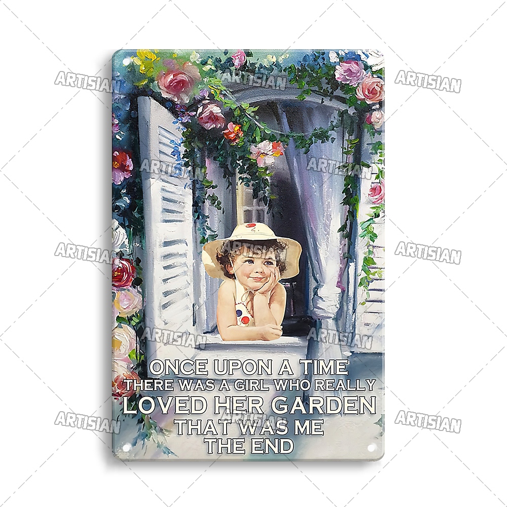 Artisian Tuin Metalen Poster Plant Tin Teken Meisje Decoratieve Plaque Wall Decor Garage Bar Pub Club Hotel Keuken Thuis Man cave: green