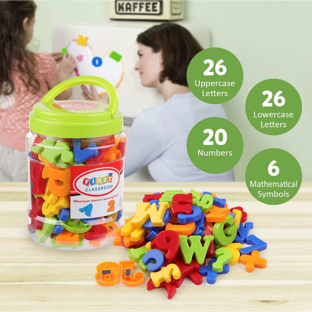 78 Uds letras magnéticas números imanes de abecedario para el refrigerador conjunto de Juguetes Educativos de plástico colorido aprendizaje preescolar conteo ortográfico