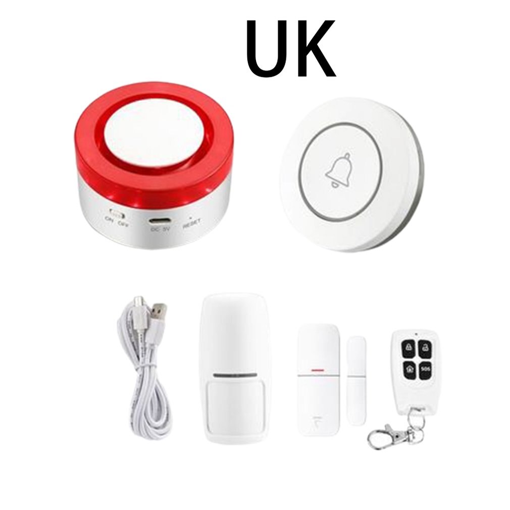 4pcs Tuya Intelligent Gateway Sound Light WIFI Three-in-one Intelligent Smart Wi-Fi Anti-Theft Alarm Host Motion Sensor: UK plug