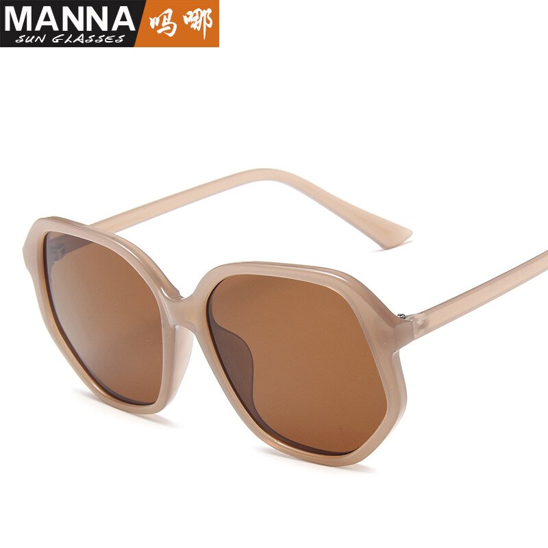 Nova moda leite marrom óculos de sol grande quadro poligonal óculos de sol feminino retro internet popular tiktok