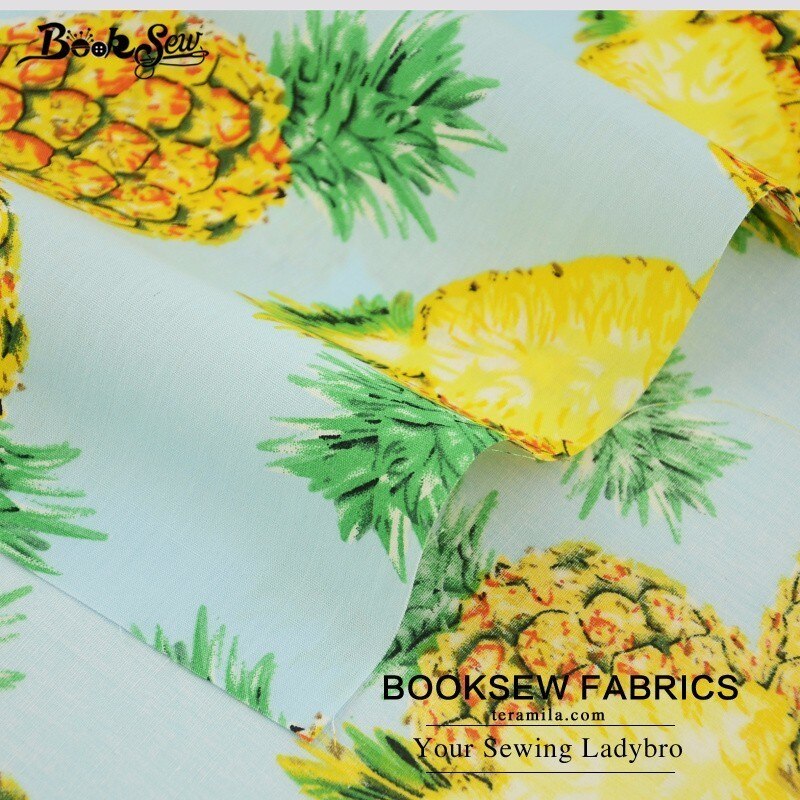 Booksew-tissu matelassé 100% coton ananas de fruits, tissu matelassé quart gras pour chemise, robe artisanale, Patchwork, Scrapbooking