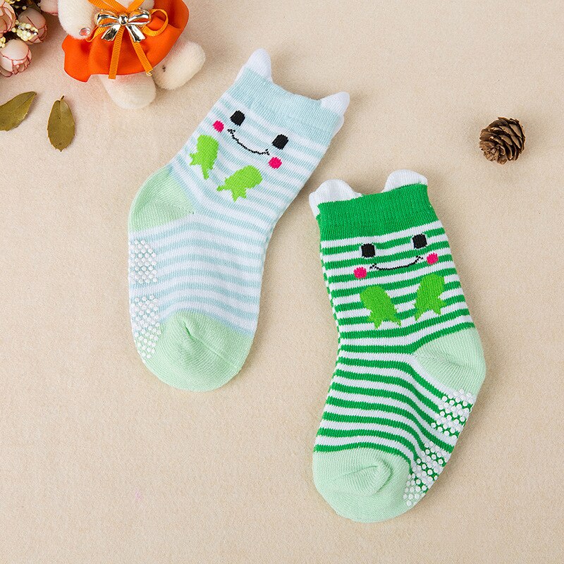 2 Pairs Newborm Baby Socken Baumwolle Imitieren Hand genäht Kopf Silikon Anti-skid Kleidung Zubehör Cartoon Socke Jungen mädchen: 1 / S 1-3Years