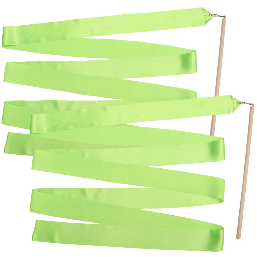 2Pcs 2m Colorful Rhythmic Gymnastics Ribbon Dancing Gymnastics Ribbon Dancing Streamers for Kids Children (Red): Greem 1