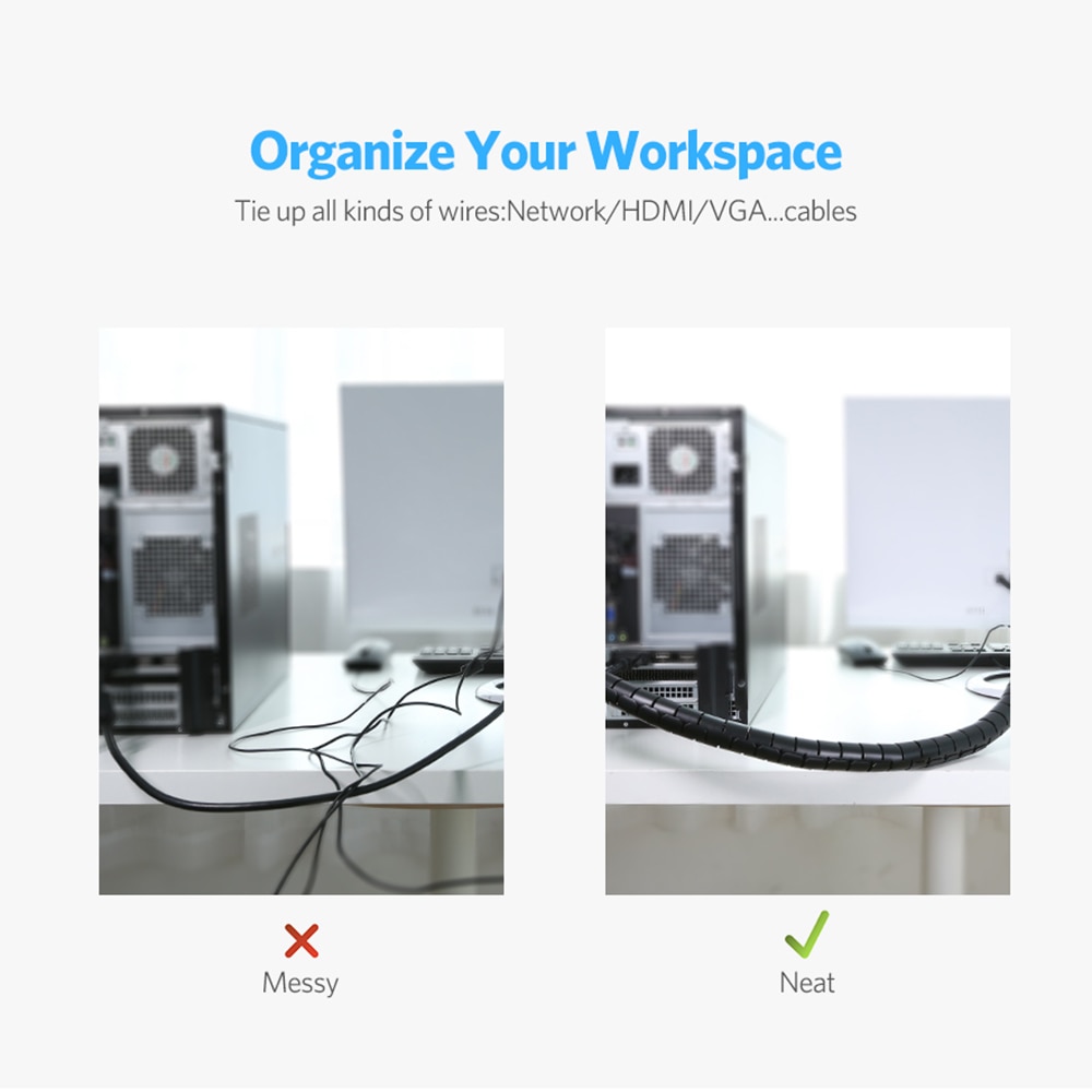2M/1.5M Opslag Pijp Cord Protector Kabel Buis Organizer Flexibele Spiraal Kabel Organizer Winder Desk Tidy Kabel accessoires
