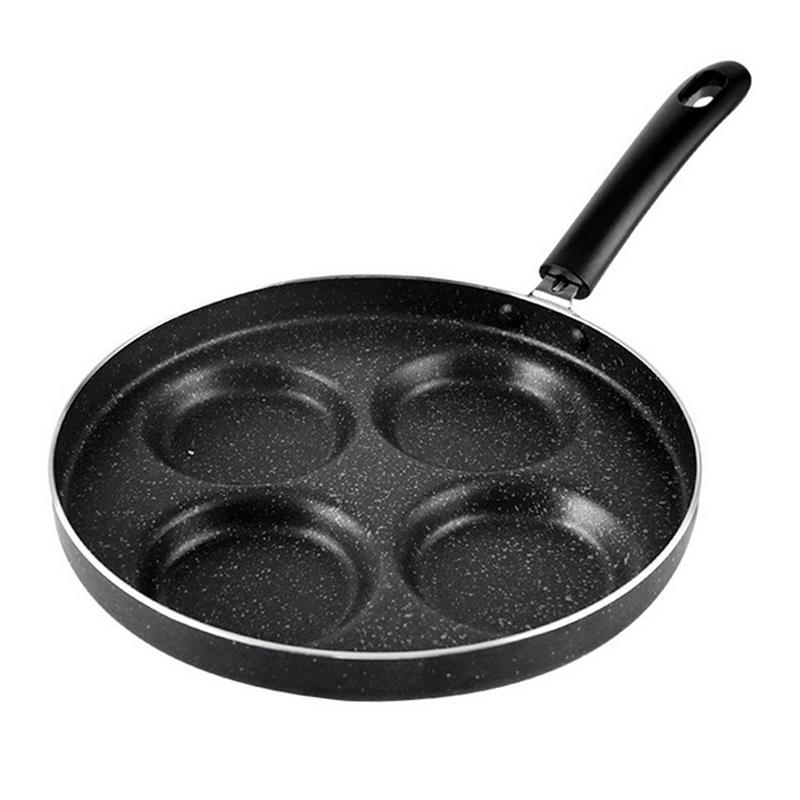 1pc kuumuutta kestävää munapannua 4- kupin munapannu tarttumaton pannu munankeittovälineet kotikeittiövälineet: Musta