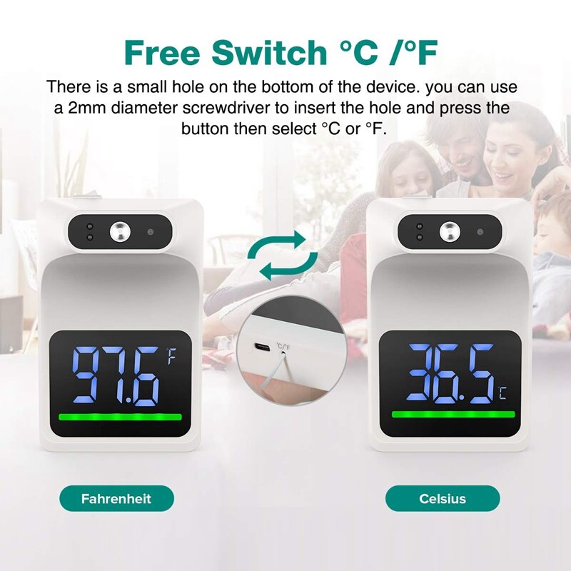 Wall-Mounted Infrared Forehead Thermometer, Suitable for Adult Non-Contact Infrared Thermometer, Suitable for Offices