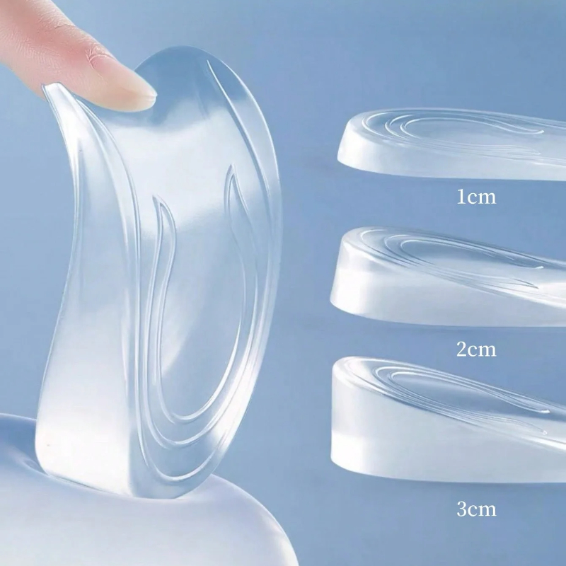 1 Paar unsichtbare Silikon-Einlegesohlen zur Erhöhung der Innenhöhe für Damen, weich, bequem, halbes Kissen, Stoßdämpfung, Schuh-Absätze
