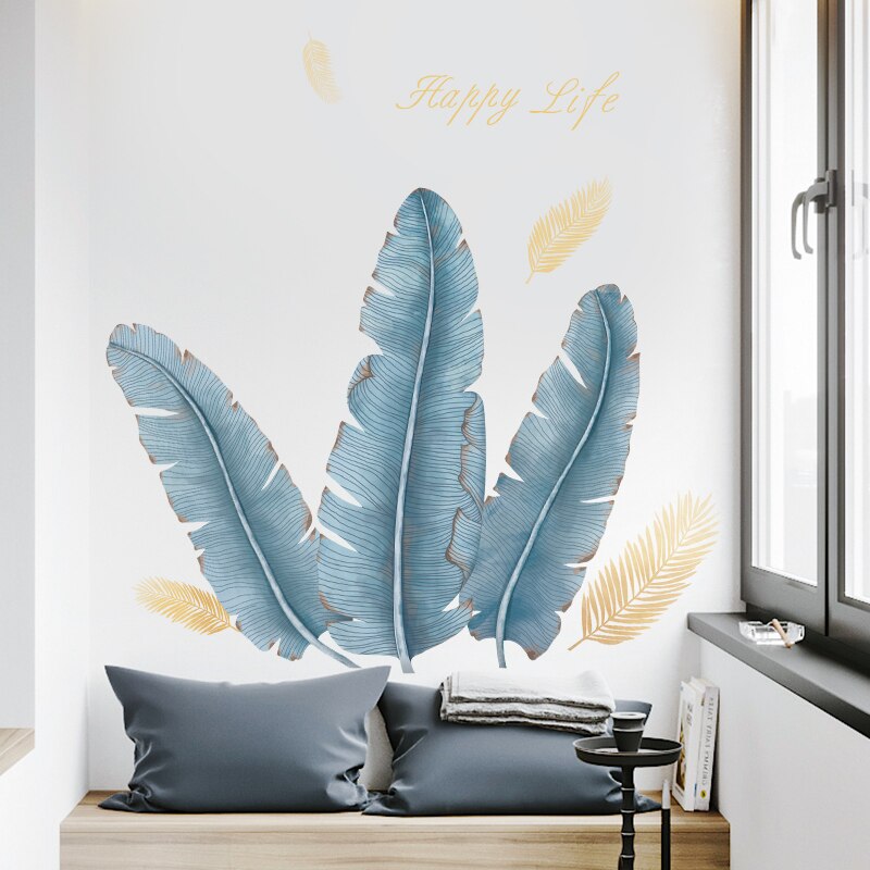 Heatboywade Large Blue Banana Leaf Wall Sticker Grandado heatboywade-large-blue-banana-leaf-wall-sticker-grandado
