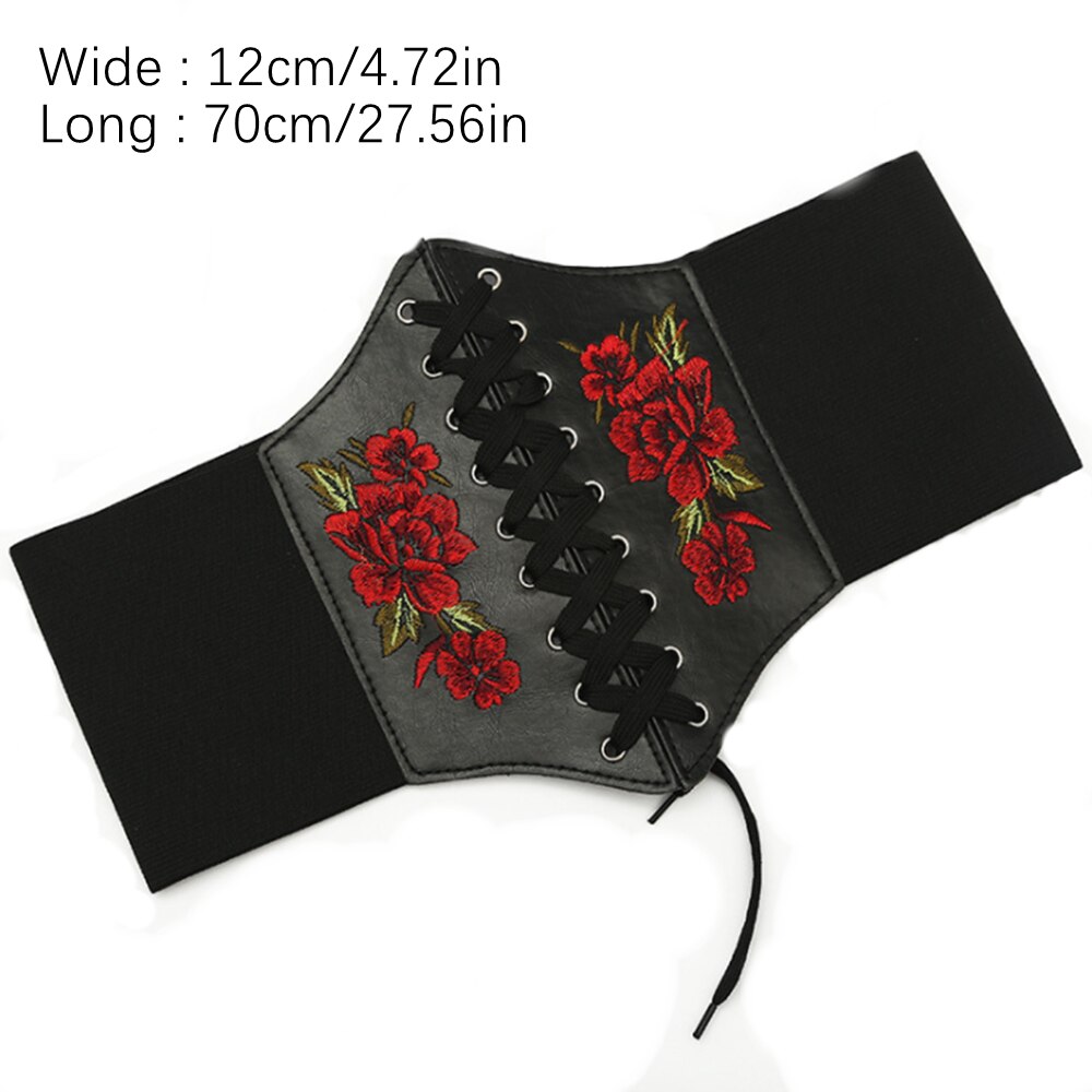 Retro Women's Shaping Underwear Abdomen Waist Corset Adjustable Rose Embroidery Girdle Belt Dress Ladies Skinny Slim Belt