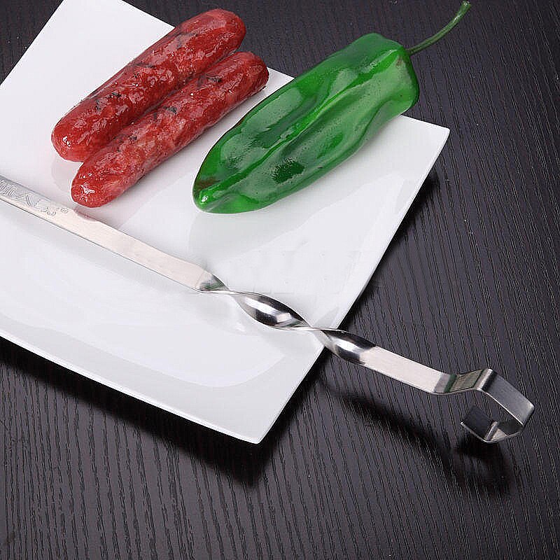 6 st/lots rostfritt stål grill kebab platt spett bbq grillnål verktyg 45/55cm