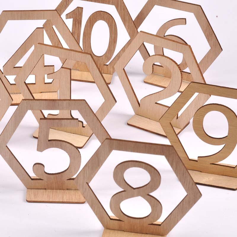 10Pcs Seating Assignment Wooden Place Card Holder Wedding Props Dinner Seat Number Cards Figure Indicator Party Supplies m2628
