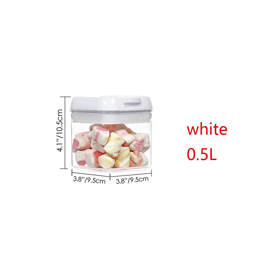 Airtight Plastic Storage Container,Cans for Bulk Cereals,Refrigerator Food Container Kitchen Multigrain Sealed Storage Jar: white 0.5L
