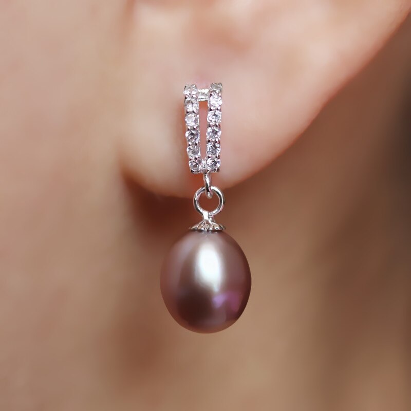 Zhboruini Mode Parel Oorbellen Natuurlijke Zoetwater Parel Oorbellen Dubbele Rij 925 Sterling Zilveren Sieraden Voor Vrouwen