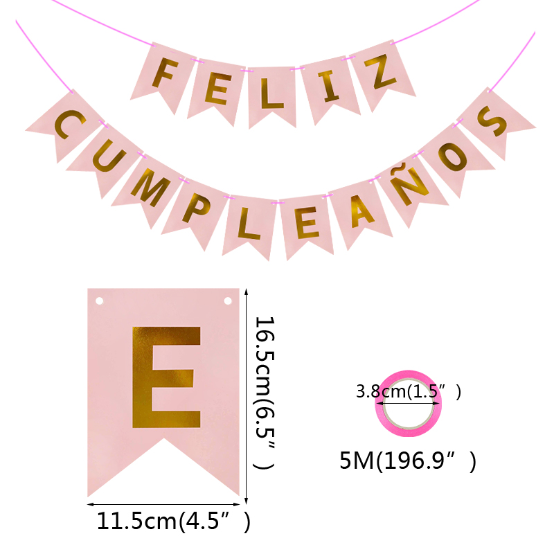 1 sett spansk gratulerer med dagen Bunting banner brev feliz cumpleaños papir krans bursdagsfest hengende flagg dekorasjon forsyning