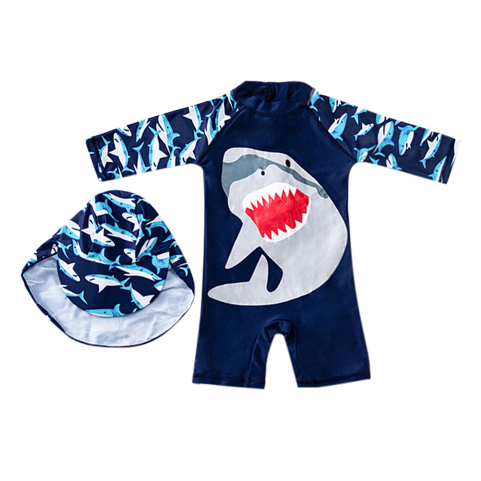 Baby Badmode Algehele Peuter Kids Jongens Cartoon + Shorts + Hoed Badmode Badpak Rash Guards Sets Купальник Детский: M