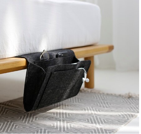 Sengelinned opbevaring arrangør sengelinned lomme til organisering af magasinetelefon små ting pladsbesparende sengepakke: 2