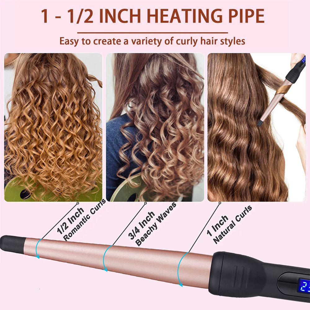 Haar Krultang Keramische Krultang Professionele Curling Haar Tools 1-1/2 Inch Kegel Elektrische Curling Wand Roller Snelle Warmte krulspelden