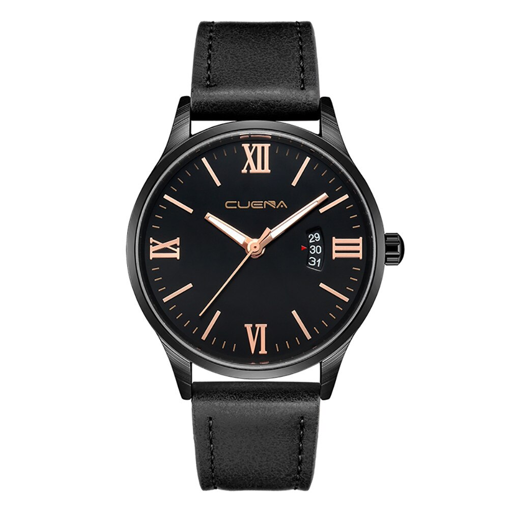 Beste Horloge Mannen Horloges Quartz Rvs Dial Casual Bracele Lederen Polshorloge Mode Montre Homme: A