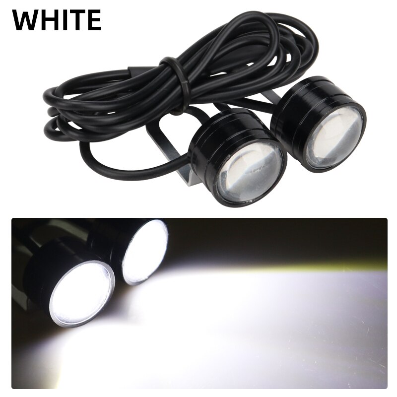 1 par de luces estroboscópicas para motocicleta, ojo de águila, luz de circulación diurna para motocicleta, faro antiniebla, accesorios para motocicleta: Blanco