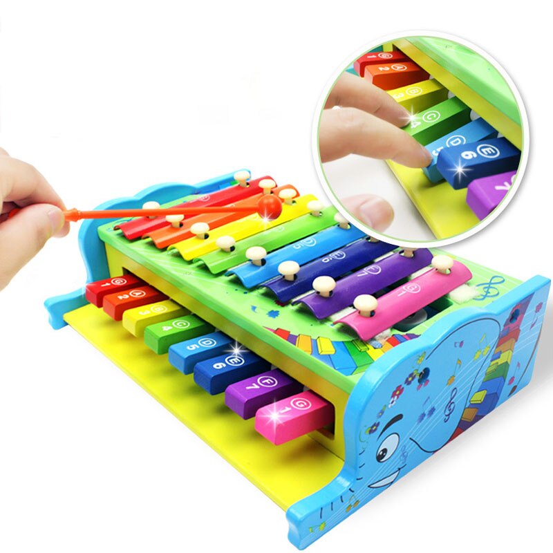 Children Music Multi-function Hand Percussion Piano Baby Can Play 8 Tones Early Education Educational Wooden Toys