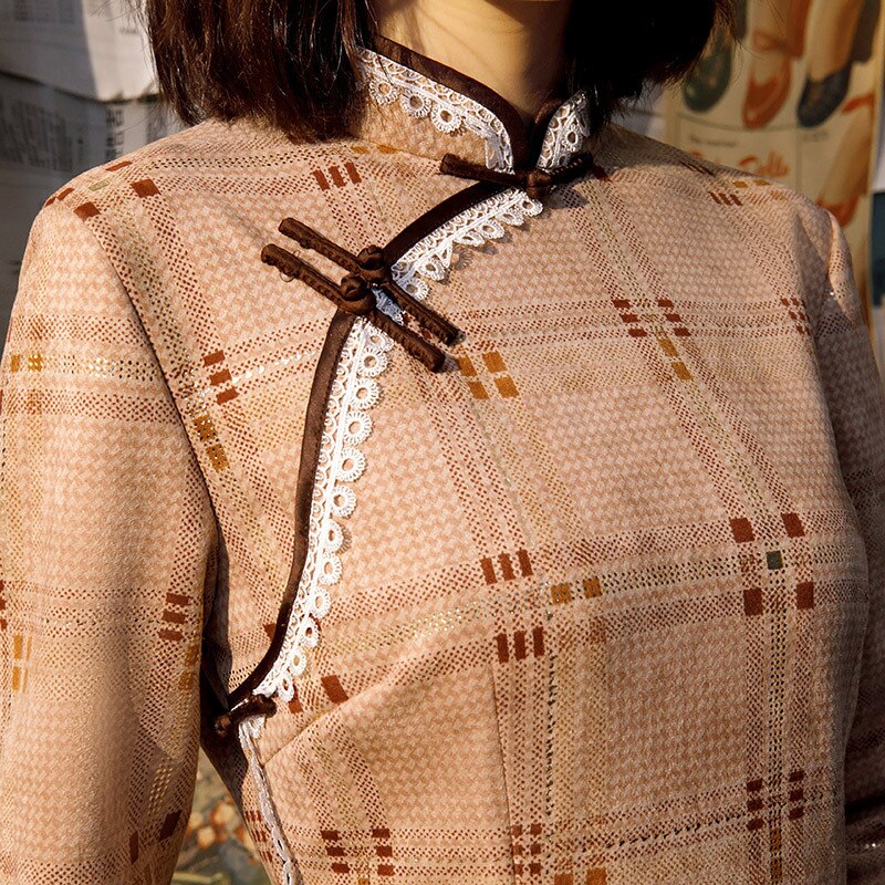 SHENG COCO Chinese Traditional Dress for women Cheongsam Long Sleeve Oriental Vestido Chines Daily Casual Dress Autumn