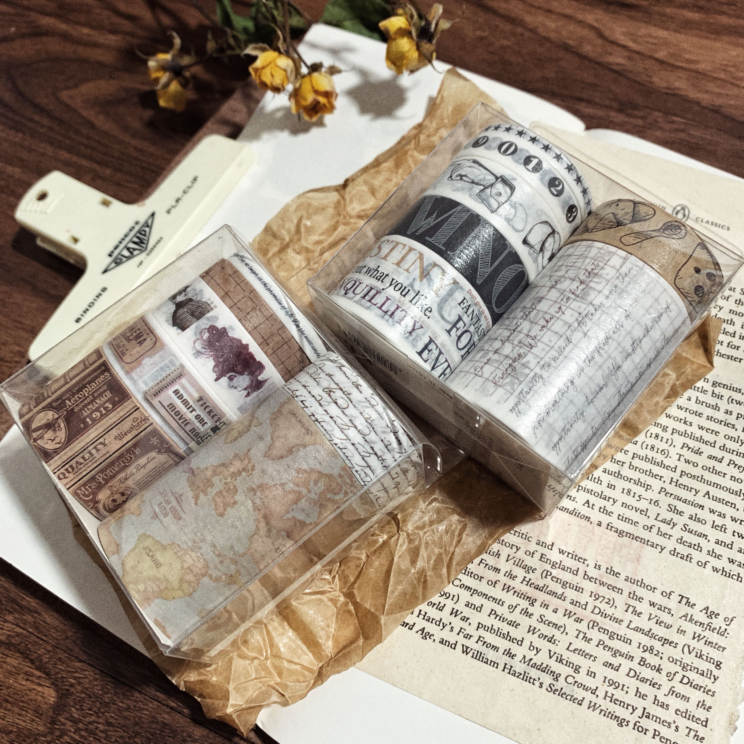 7rolls/box Vintage Kraft Paper Grid/Ticket/Map/English Manuscript/Number/Alphabet/Week Washi Tape DIY Scrapbooking Masking Tape