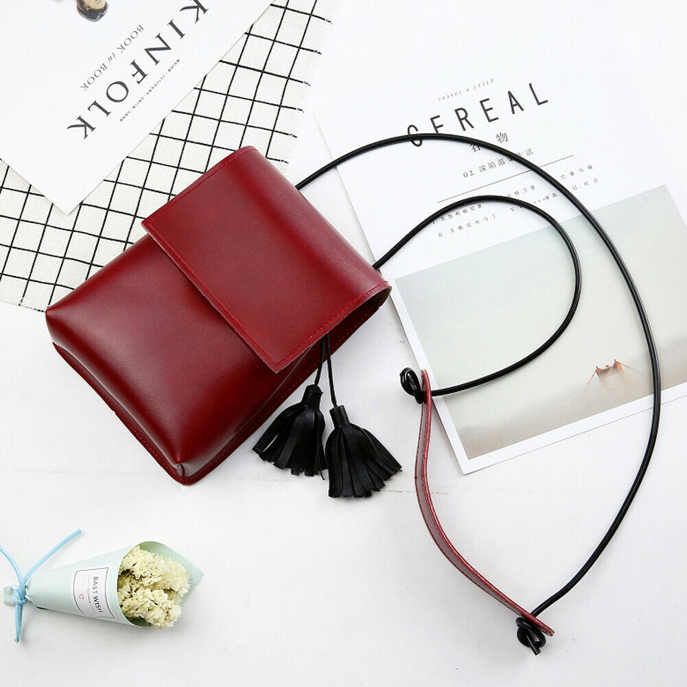 Damevesken skinn veske skulder dame cross body bag tote messenger: Burgunder