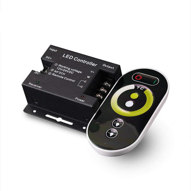 DC12-24V 6A 2CH LED RF Touch Dimmer Remote Controller for 5050 CCT LED Strip Light AA50