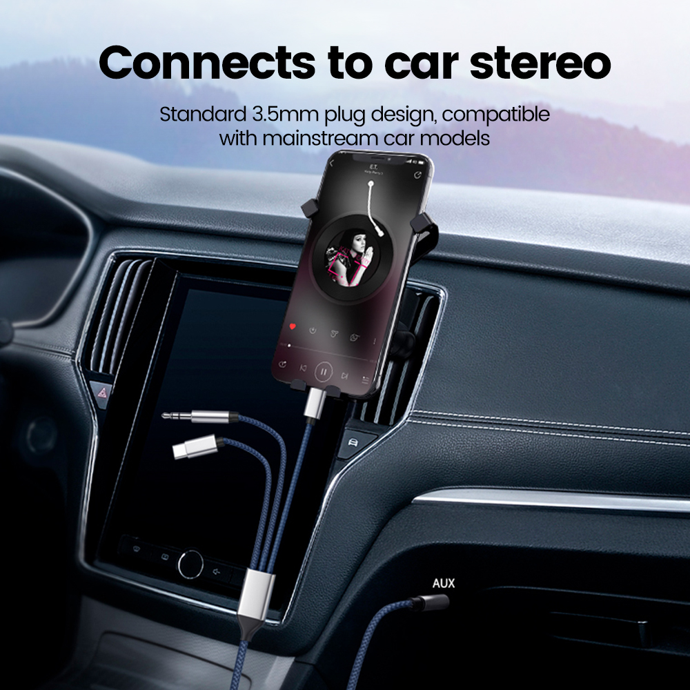 3 in 1 Type C 3,5 mm Jack Aux-kabel naar IOS-audiokabeladapter voor iPhone iPad Autoluidspreker Man-Man USB-C-converterkabel